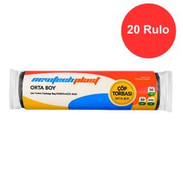 Newtechplast Orta Boy Siyah 55x60 cm 80 gr 20 Rulo Çöp Torbası