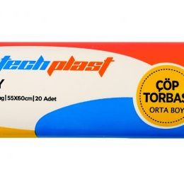 Newtechplast Orta Boy Siyah 55x60 cm 80 gr 20 Rulo Çöp Torbası