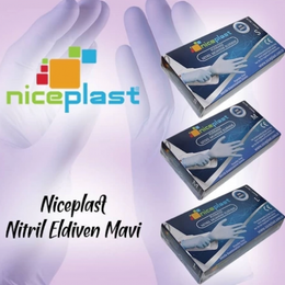 Niceplast S 100 Adet Pudrasız Mavi Nitril Medikal Muayene Eldiveni