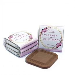 Nin Chocolate 125 Adet Dökme Pembe Çiçek Baskılı Söz Ve Nişan Çikolatası