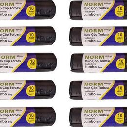 Norm 2 Kat Siyah 400 gr 80x110 cm 10 Rulo Endüstriyel Jumbo Çöp Poşeti