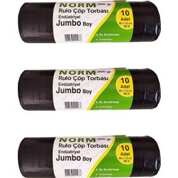 Norm 2 Kat Siyah 500 gr 80x110 cm 3 Rulo Endüstriyel Jumbo Çöp Poşeti