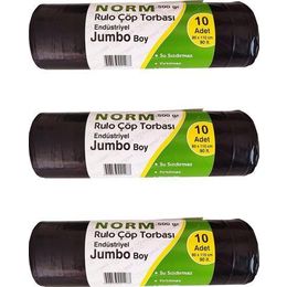 Norm 2 Kat Siyah 500 gr 80x110 cm 3 Rulo Endüstriyel Jumbo Çöp Poşeti