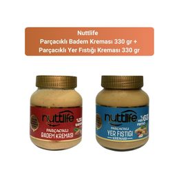 Nuttlife 330 gr Parçacıklı Badem Kreması +330 gr Parçacıklı Yer Fıstığı Kreması