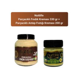 Nuttlife 330 gr Parçacıklı Fındık Kreması + 200 gr Parçacıklı Antep Fıstığı Kreması