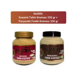 Nuttlife 330 gr Susamlı Tahin Kreması + 330 gr Parçacıklı Fındık Kreması