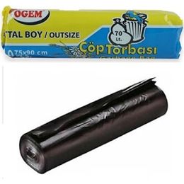 Ögem Battal Boy Siyah 75X90 cm 10x10 Rulo Çöp Torbası
