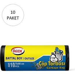 Ögem Battal Boy Siyah 75X90 cm 10x10 Rulo Çöp Torbası