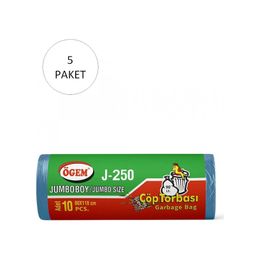 Ögem Büyük Boy Mavi 65x80 cm 10'lu 5 Rulo Çöp Torbası