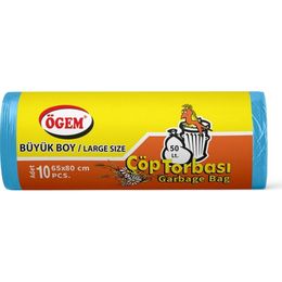 Ögem Büyük Boy Mavi 65x80 cm 10'lu 5 Rulo Çöp Torbası