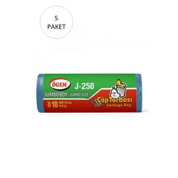 Ögem Büyük Boy Mavi 65x80 cm 10'lu 5 Rulo Çöp Torbası