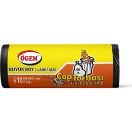 Ögem Büyük Boy Siyah 65x80 cm 10'lu 5 Rulo Çöp Torbası