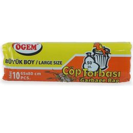 Ögem Büyük Boy Siyah 65x80 cm 10'lu 5 Rulo Çöp Torbası