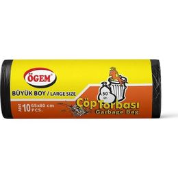 Ögem Büyük Boy Siyah 65x80 cm 10'lu 5 Rulo Çöp Torbası