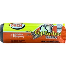 Ögem Büyük Boy Siyah 65x80 cm 10'lu 50 Rulo Çöp Torbası