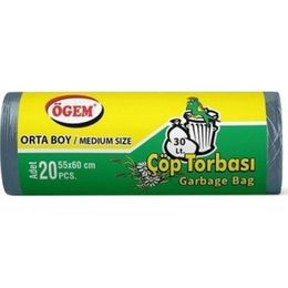 Ögem Orta Boy Mavi 55x60 cm 20'li 5 Rulo Çöp Torbası