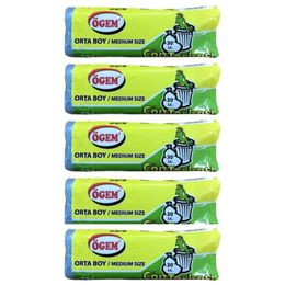 Ögem Orta Boy Siyah 55x60 cm 20'li 5 Rulo Çöp Torbası