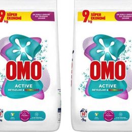 Omo 2x9 kg Beyazlar ve Renkliler Active Toz Çamaşır Deterjanı