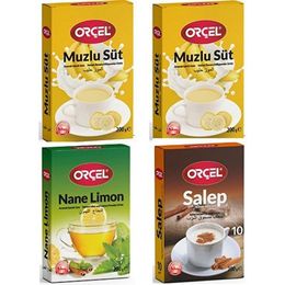 Orçel 2x200 gr Muzlu Süt + 200 gr Sahlep + 200 gr Nane Limon Aromalı İçecek Tozu