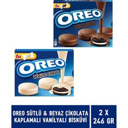 Oreo 2x246 gr Sütlü Çikolata Kaplamalı Vanilyalı + Beyaz Çikolata Kaplamalı Vanilyalı Bisküvi