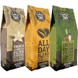 Ozeline 3'lü 250 gr Irish Cream + All Day Blend + Vanilya Aromalı Makine İçin Öğütülmüş Filtre Kahve Tanışma Seti