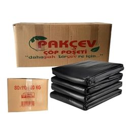 Pakçev 20 kg 80x110 cm Jumbo Boy Kalın Siyah Dökme Çöp Poşeti
