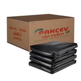 Pakçev 20 kg 80x110 cm Jumbo Boy Kalın Siyah Dökme Çöp Poşeti