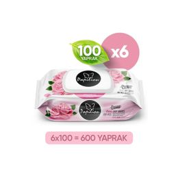 Papilion 100x6 Premium Gül Özlü Ekstra Soft Islak Havlu