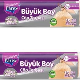 Parex 2'li Büyük Büzgülü Vanilya Kokulu Çöp Torbası