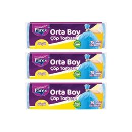 Parex 3x15'li 55x60 cm Orta Boy Mavi Güçlü Çöp Poşeti