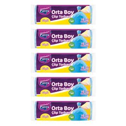 Parex 5'li Paket Orta Boy Güçlü Çöp Torbası
