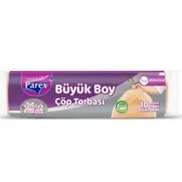 Parex Büyük Boy 65 x 70 cm 10'lu Vanilya Büzgülü Çöp Poşeti