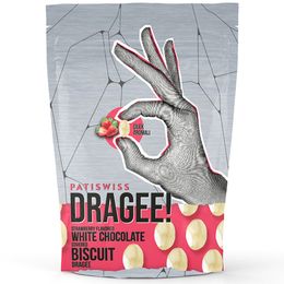 Patiswiss 120 gr Çilek Aromalı Beyaz Çikolatalı Bisküvi Draje