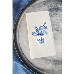 Pekshop 20'li Bleu Blanc Mavi Çiçekli Konuşan Sunum Peçetesi