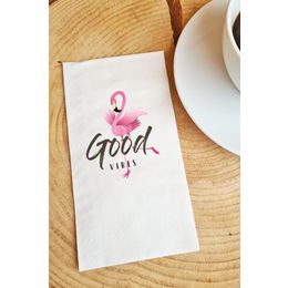Pekshop 20'li Flamingolu Good Vibes Yazılı Konuşan Kağıt Sunum Peçetesi