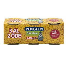 Penguen 3x150 gr Konserve Süt Mısır