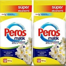 Peros Matik 2x10 kg 134 Yıkama Yasemin Çiçeği Beyaz ve Renkliler Toz Çamaşır Deterjanı