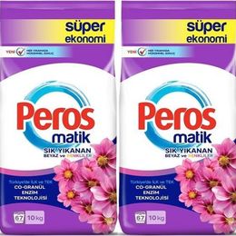 Peros Matik 2x10 kg 134 Yıkama Yıldız Çiçeği Beyaz ve Renkliler Toz Çamaşır Deterjanı