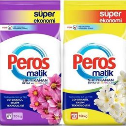 Peros Matik 2x10 kg Yıldız-Yasemin Çiçeği Beyaz ve Renkli Toz Çamaşır Deterjanı