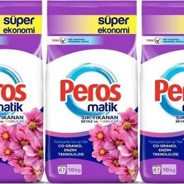 Peros Matik 3x10 kg 201 Yıkama Yıldız Çiçeği Beyaz ve Renkliler Toz Çamaşır Deterjanı