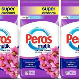 Peros Matik 3x10 kg 201 Yıkama Yıldız Çiçeği Beyaz ve Renkliler Toz Çamaşır Deterjanı