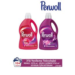 Perwoll Yenileme & Onarım Karma Renkler İçin Sıvı Deterjan 3 lt 95 Yıkama & Perwoll Çiçek Cazibesi 2.7 lt + Vernel 1440 ml Hindistan Cevizi Yumuşatıcı