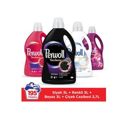 Perwoll Yenileme & Onarım Karma Renkler İçin Sıvı Deterjan 3x3 lt 50 Yıkama & Perwoll Çiçek Cazibesi 2.7 lt Deterjan
