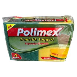 Polimex 4,5x9x12 cm 4 Adetlik Paket Endüstriyel Büyük Boy Oluklu Bulaşık Süngeri