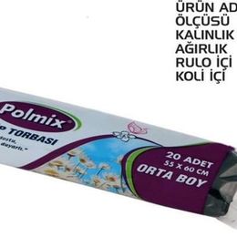 Polmix 55x60 cm 50 Rulo Siyah Standart Orta Boy Çöp Torbası