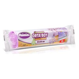 Polmix Büzgülü Lavanta Kokulu Orta Boy Çöp Torbası 6 Adet Mor 55 x 60 cm