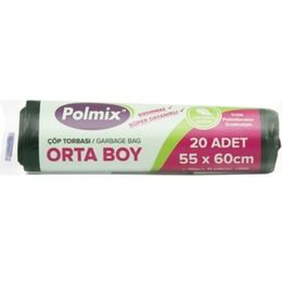 Polmix Endüstriyel Orta Boy Siyah 55 x 60 cm 150 gr Çöp Torbası
