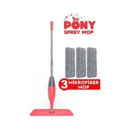 Pony 3'lü Sprey Mop Somon + Mikrofiber Mop