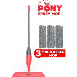 Pony 3'lü Sprey Mop Somon + Mikrofiber Mop