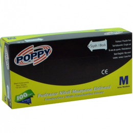 Poppy M 2000 Adet Pudrasız Siyah Nitril Medikal Muayene Eldiveni